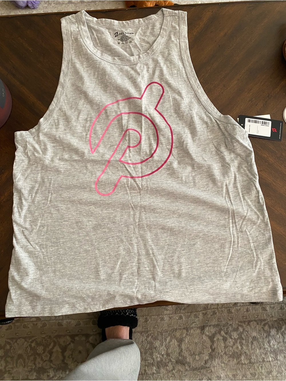 NWT Peloton Women's Gray Tank Top with Pink Logo